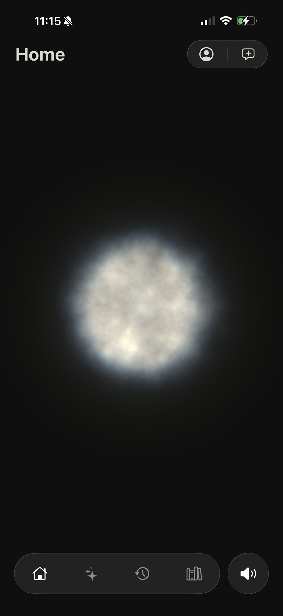 Home — The orb is the whole home screen. No feed, no streak, nothing asking to be tapped.