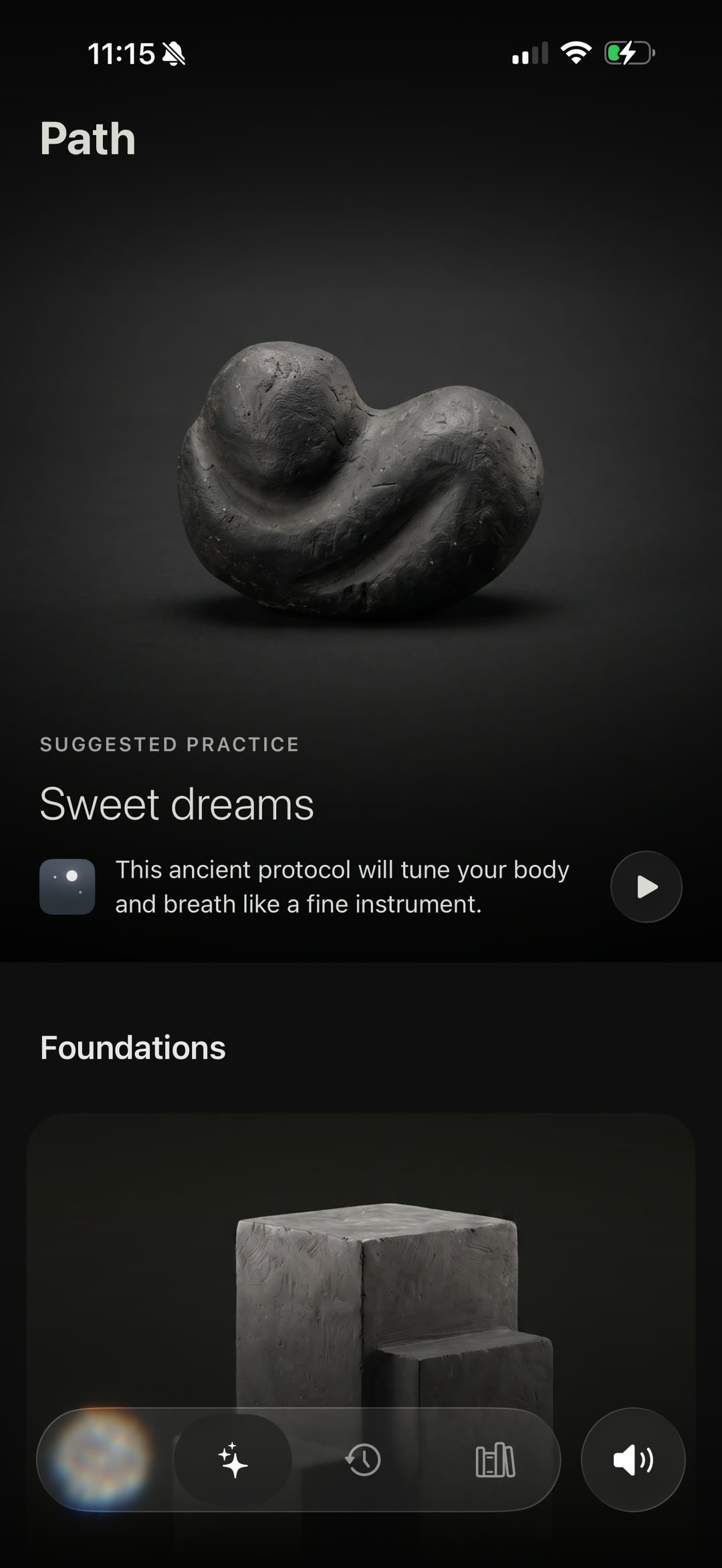 The path — The next practice is two taps away, predicted from your schedule, activity, and time of day.